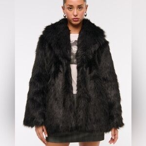 Abercrombie Black Faux Fur Coat